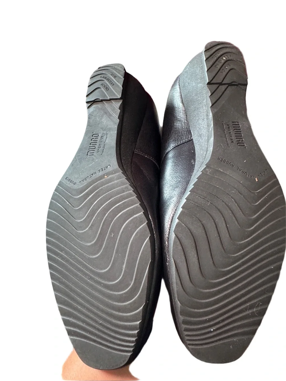 Munro Black Leather Mary Jane Comfort Wedge Shoes Size 10 WW